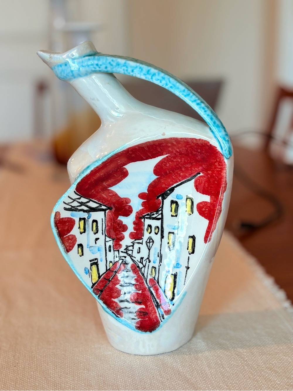 Vintage Garnier Liqueurs Paris France Italian Ceramic Decanter Hand Painted